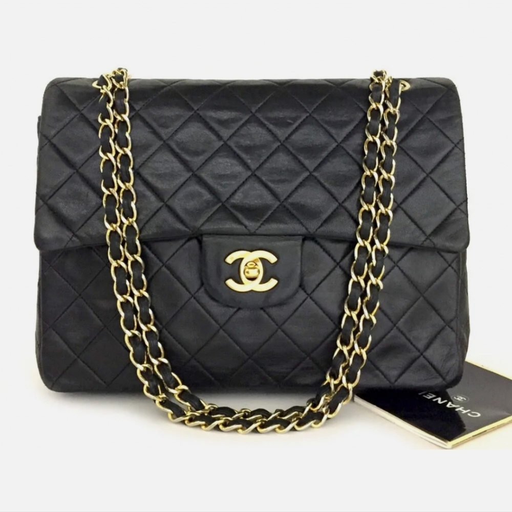 CHANEL Black Lambskin Double Flap - Picture 1 of 11